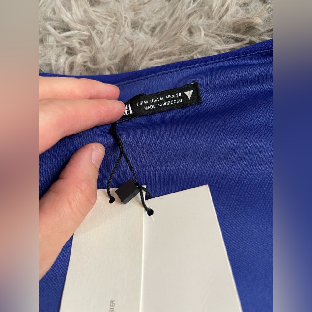 Zara Blue Ruffled Draped Mini Skirt Size M NWT New With Tags - Picture 3 of 3